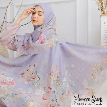 [ BUY 3 GET 1 FREE HIJAB ] Florence - Scarf Square British Voal - Violet Purple - FL24.12