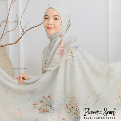[ BUY 3 GET 1 FREE HIJAB ] Florence - Scarf Square British Voal - Morning Fog - FL24.15