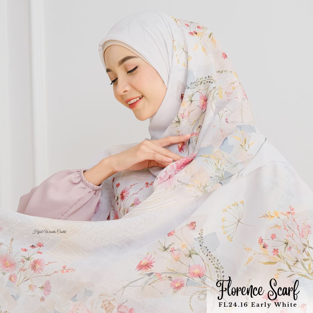 [ BUY 3 GET 1 FREE HIJAB ] Florence - Scarf Square British Voal - Early White - FL24.16