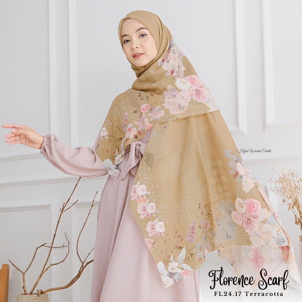 [ BUY 3 GET 1 FREE HIJAB ] Florence - Scarf Square British Voal - Terracotta - FL24.17