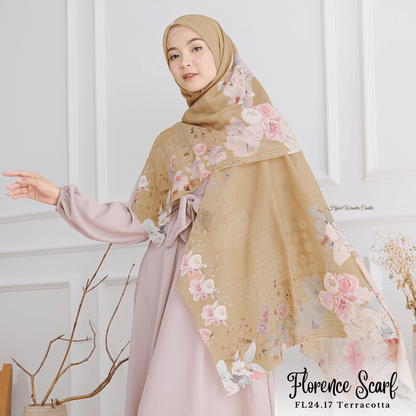 [ BUY 3 GET 1 FREE HIJAB ] Florence - Scarf Square British Voal - Terracotta - FL24.17