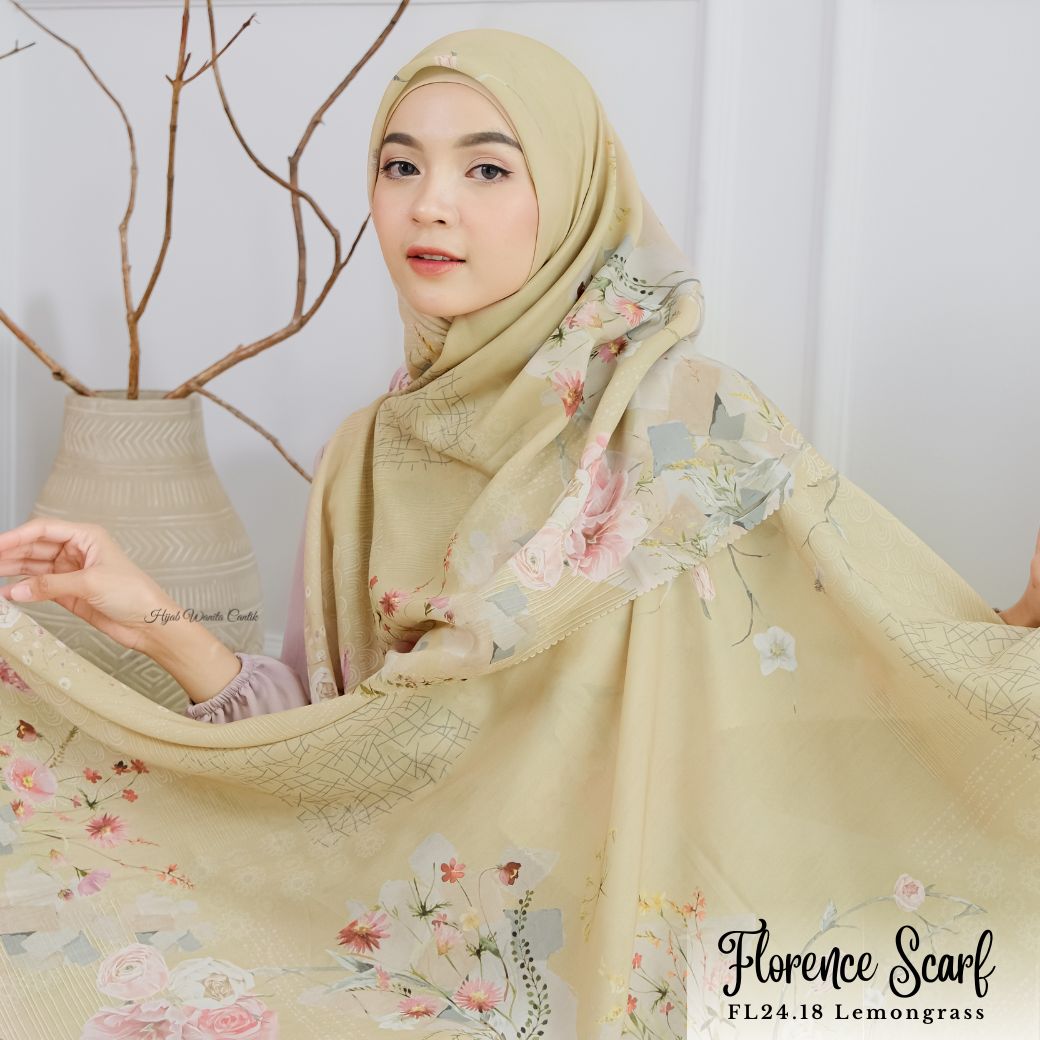 [ BUY 3 GET 1 FREE HIJAB ] Florence - Scarf Square British Voal - Lemongrass - FL24.18
