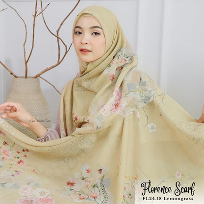 [ BUY 3 GET 1 FREE HIJAB ] Florence - Scarf Square British Voal - Lemongrass - FL24.18