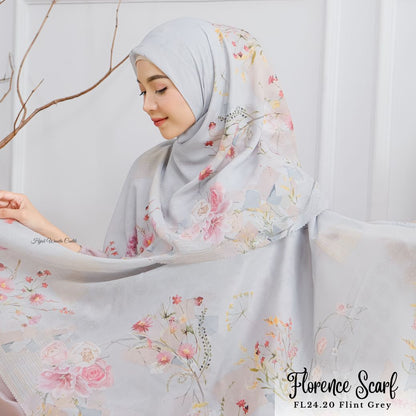 [ BUY 3 GET 1 FREE HIJAB ] Florence - Scarf Square British Voal - Flint Grey - FL24.20