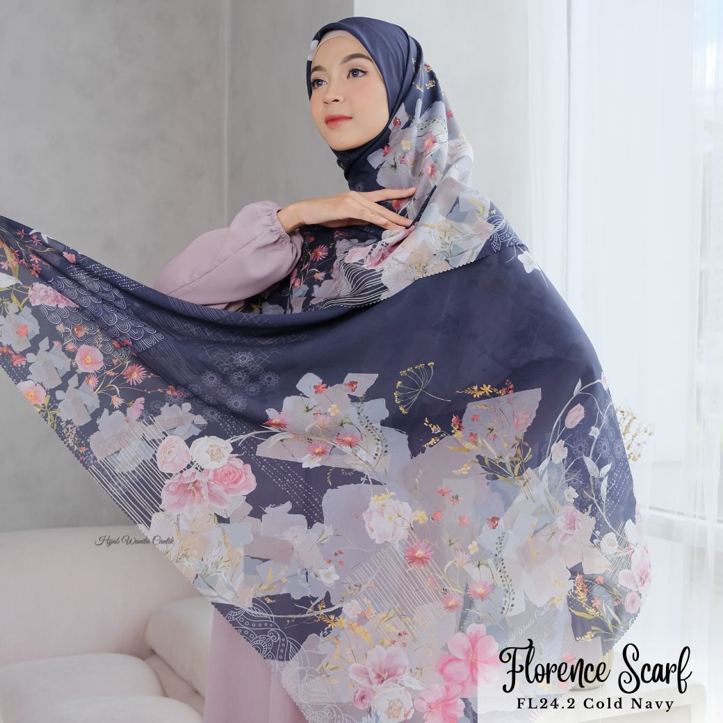 [ BUY 3 GET 1 FREE HIJAB ] Florence - Scarf Square British Voal - Cold Navy - FL24.2