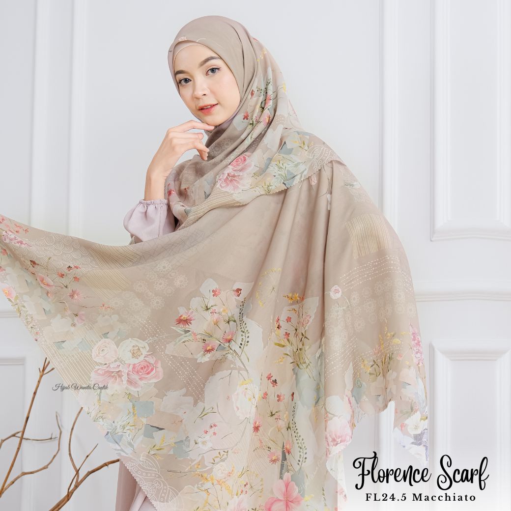 [ BUY 3 GET 1 FREE HIJAB ] Florence - Scarf Square British Voal - Macchiato - FL24.5