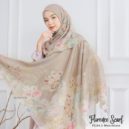 [ BUY 3 GET 1 FREE HIJAB ] Florence - Scarf Square British Voal - Macchiato - FL24.5