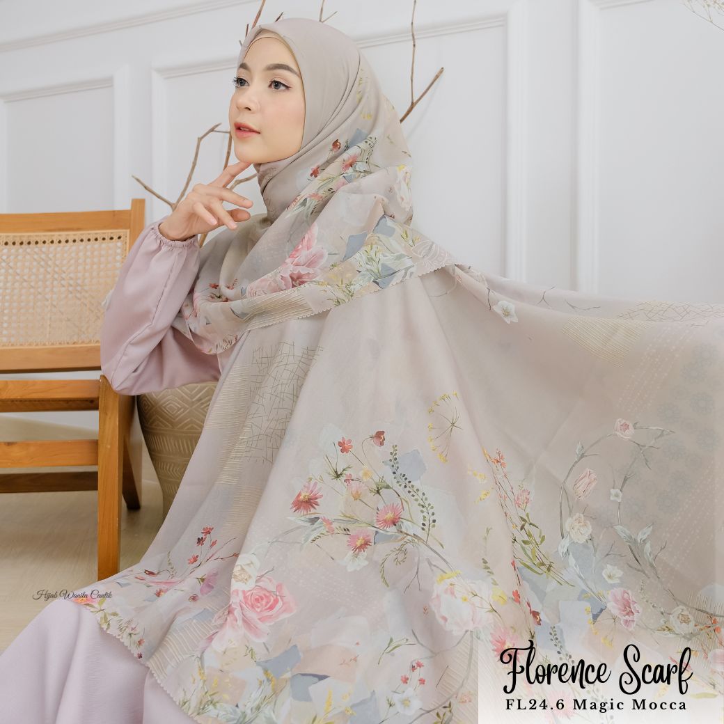 [ BUY 3 GET 1 FREE HIJAB ] Florence - Scarf Square British Voal - Magic Mocca - FL24.6