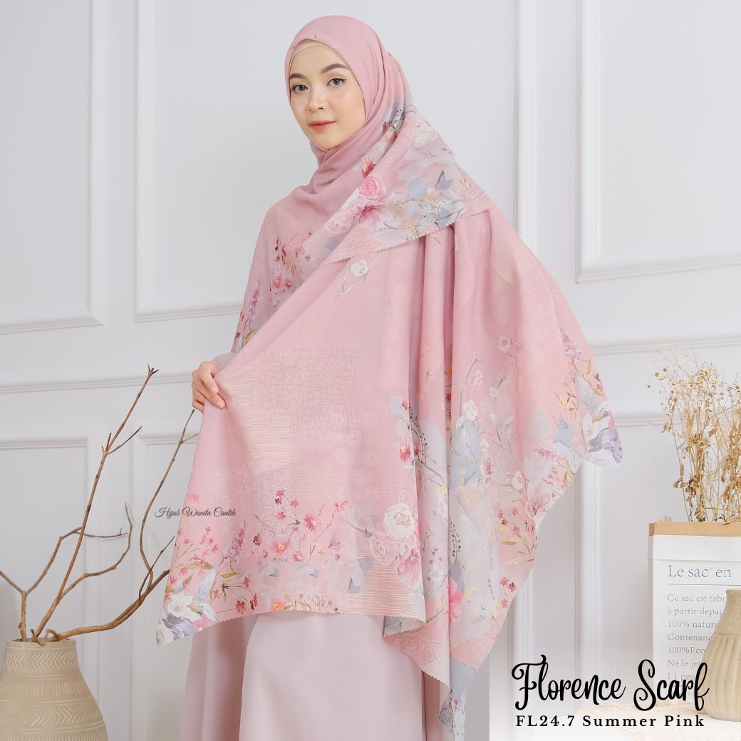 [ BUY 3 GET 1 FREE HIJAB ] Florence - Scarf Square British Voal - Summer Pink - FL24.7