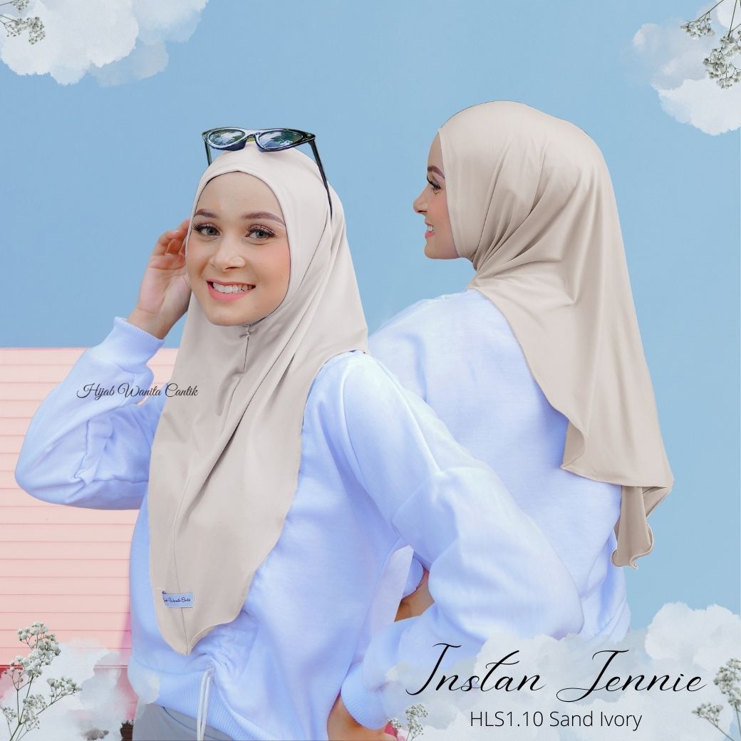 Instan Jennie Sporty Hijab - HLS1.10 Sand Ivory