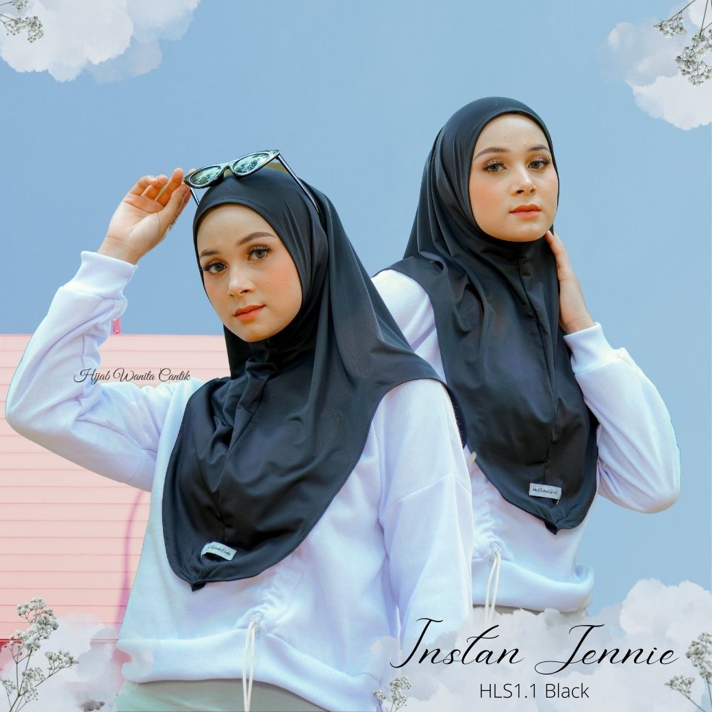 Instan Jennie Sporty Hijab - HLS1.1 Black