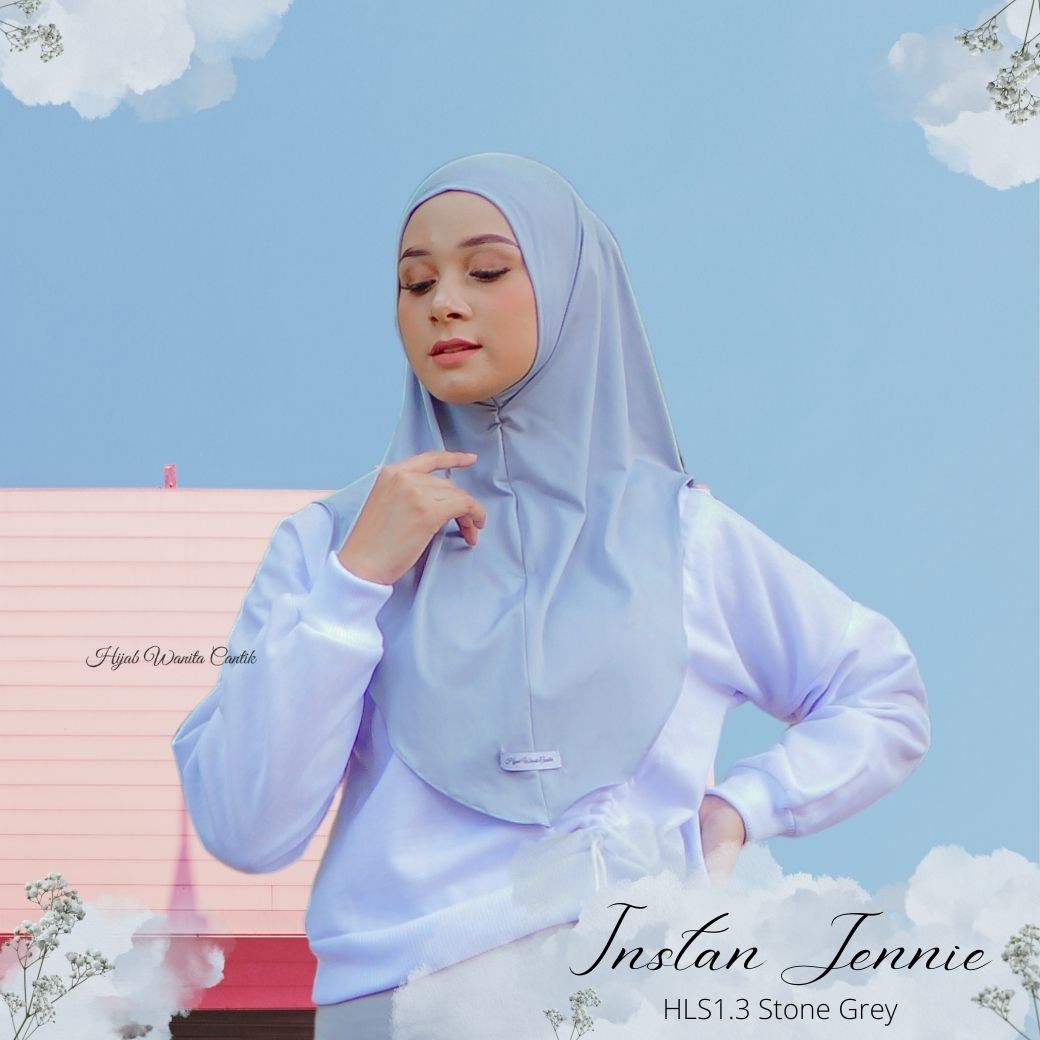 Instan Jennie Sporty Hijab - HLS1.3 Stone Grey