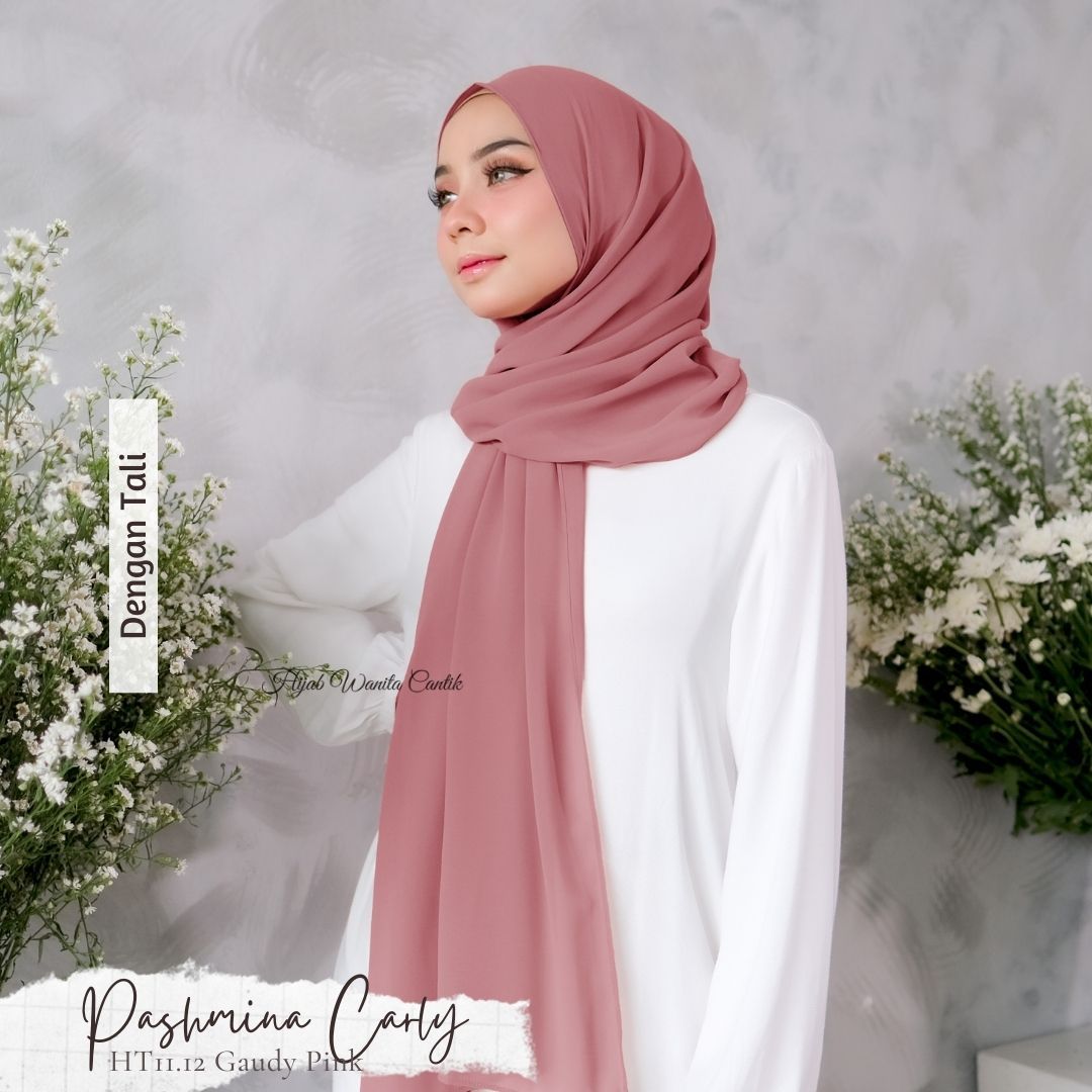 Pashmina Carly (dengan tali)  - HT11.12 Gaudy Pink