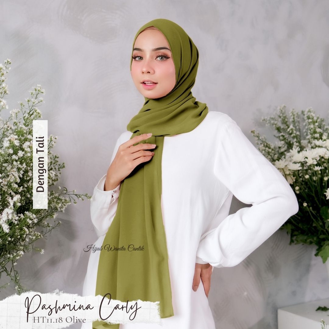 Pashmina Carly (dengan tali)  - HT11.18 Olive