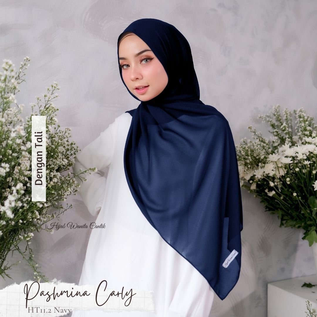 Pashmina Carly (dengan tali)  - HT11.2 Navy