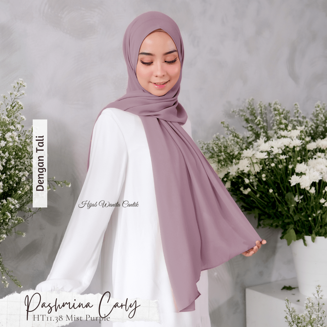 Pashmina Carly (dengan tali)  - HT11.38 Mist Purple