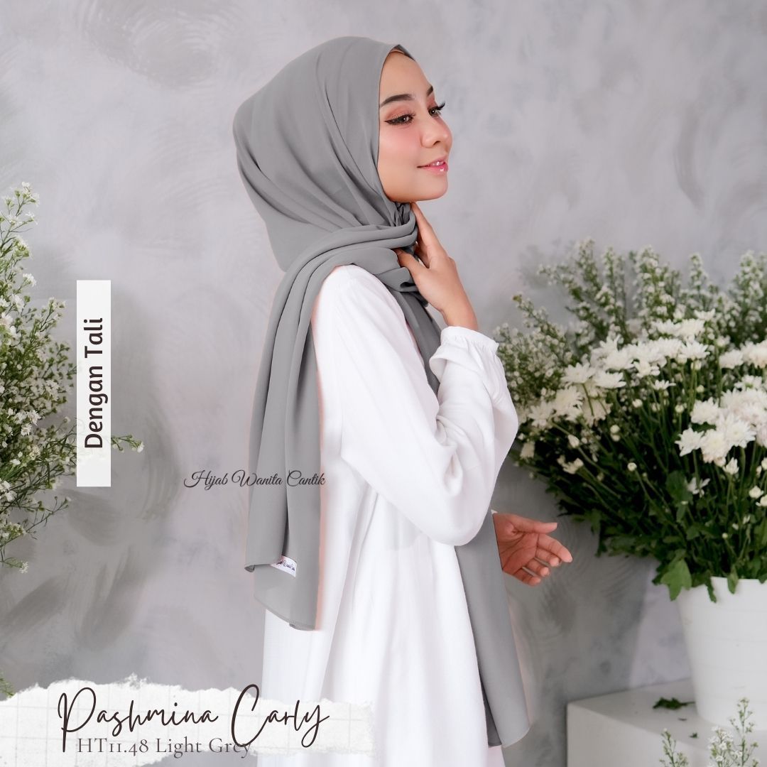 Pashmina Carly (dengan tali)  - HT11.48 Light Grey