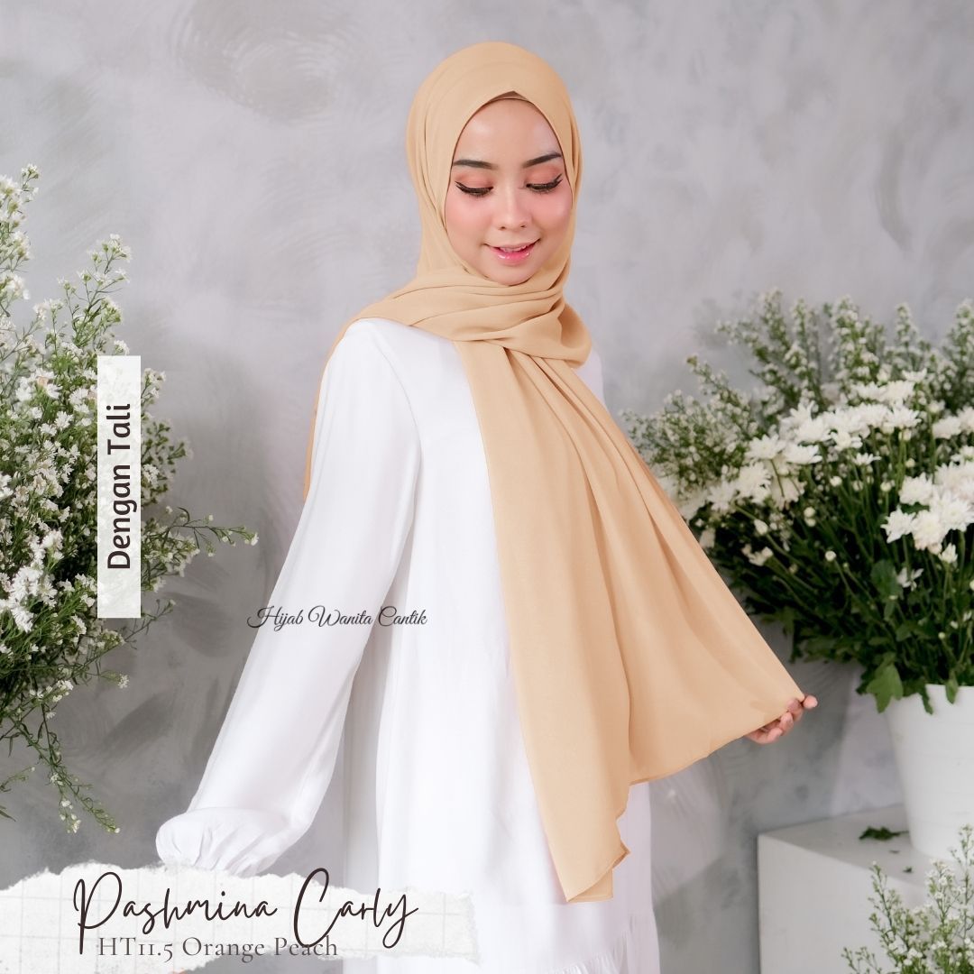 Pashmina Carly (dengan tali)  - HT11.5 Orange Peach