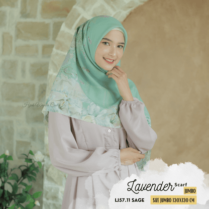 Lavender JUMBO - Scarf Square Premium Polycotton XL | Sage - LJ57.11