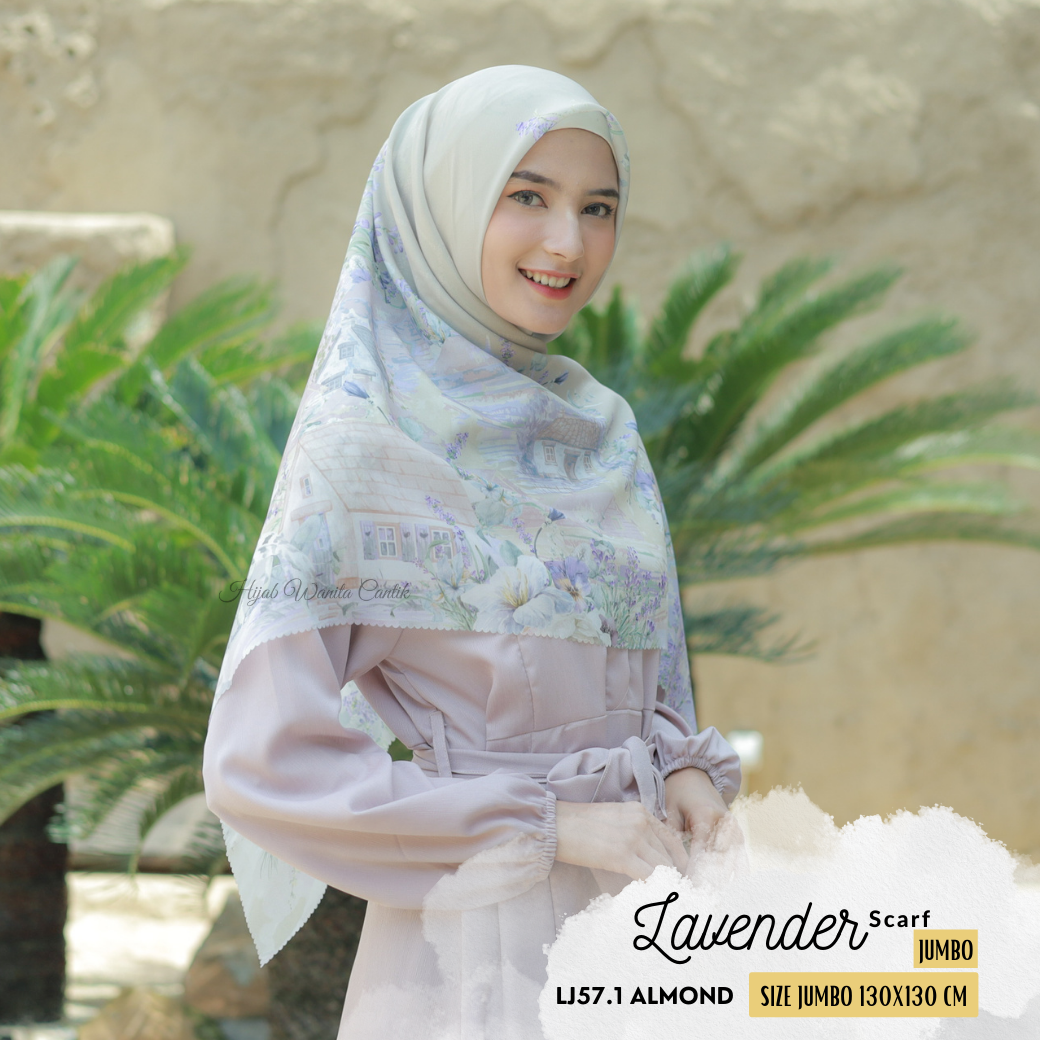 Lavender - Scarf Square Premium Polycotton XL - Almond - LJ57.1