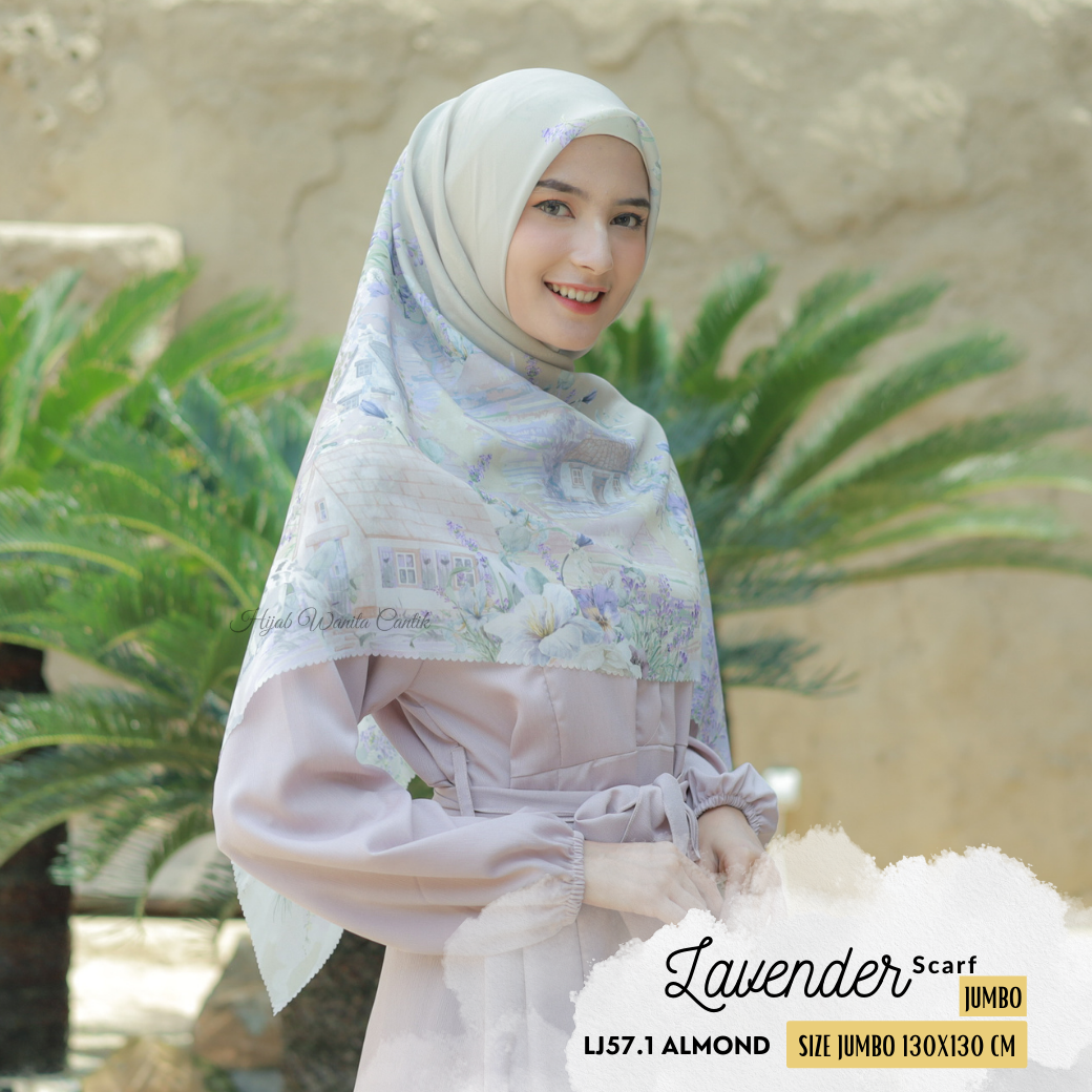 Lavender JUMBO - Scarf Square Premium Polycotton XL | Almond - LJ57.1
