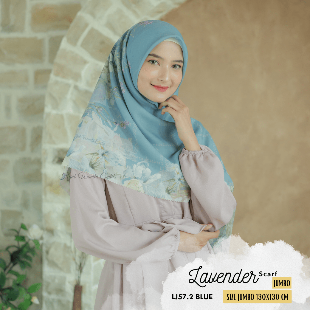 Lavender - Scarf Square Premium Polycotton XL - Blue - LJ57.2