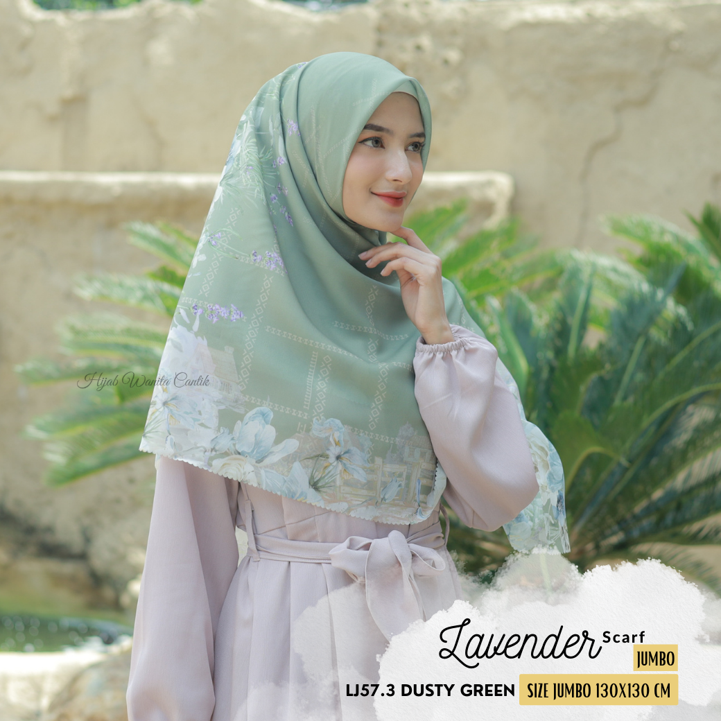 Lavender JUMBO - Scarf Square Premium Polycotton XL | Dusty Green - LJ57.3