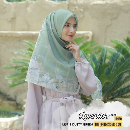 Lavender JUMBO - Scarf Square Premium Polycotton XL | Dusty Green - LJ57.3