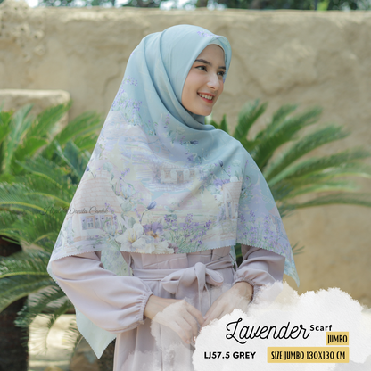Lavender JUMBO - Scarf Square Premium Polycotton XL | Grey - LJ57.5