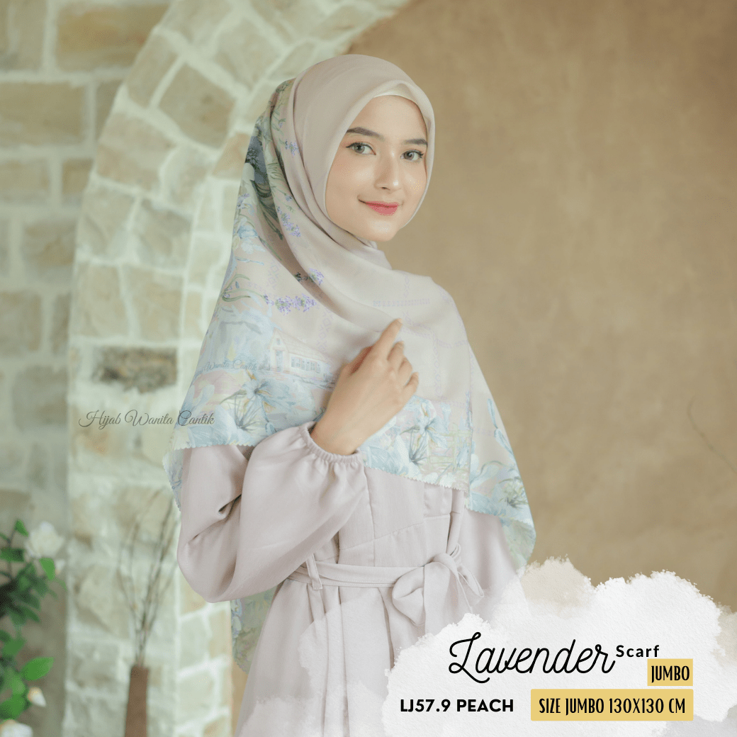 Lavender JUMBO - Scarf Square Premium Polycotton XL | Peach - LJ57.9