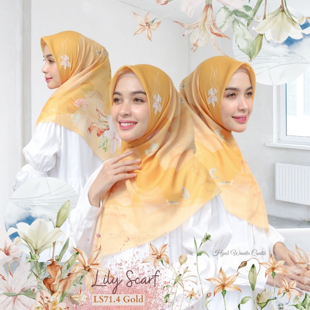 Segiempat Lily Scarf - LS71.4 Gold