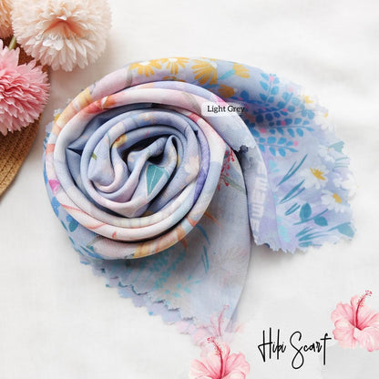 Hibi - Scarf Square Premium Polycotton - Light Grey - SH94.4