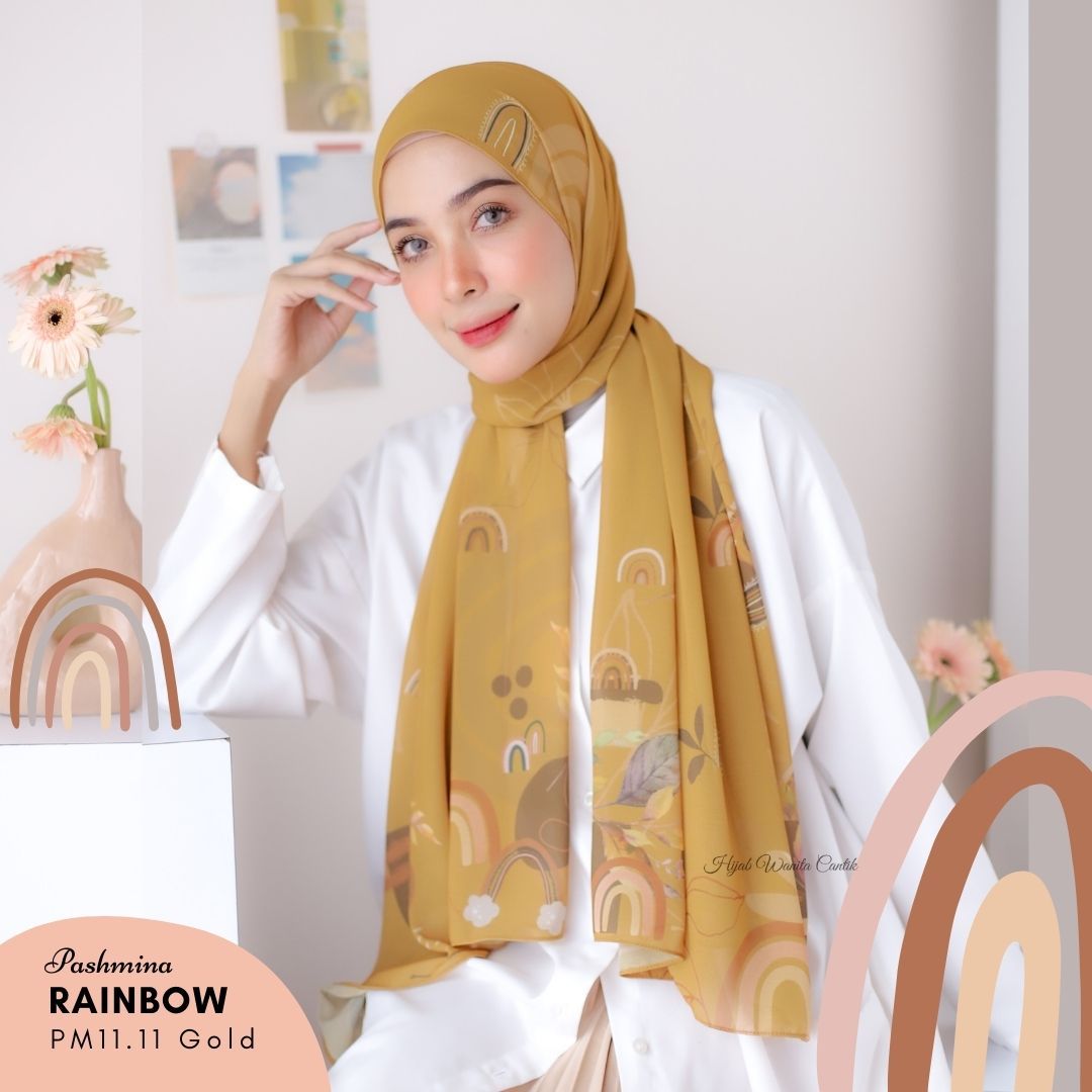 Rainbow - Pashmina Premium Ceruti - Gold - PM11.11