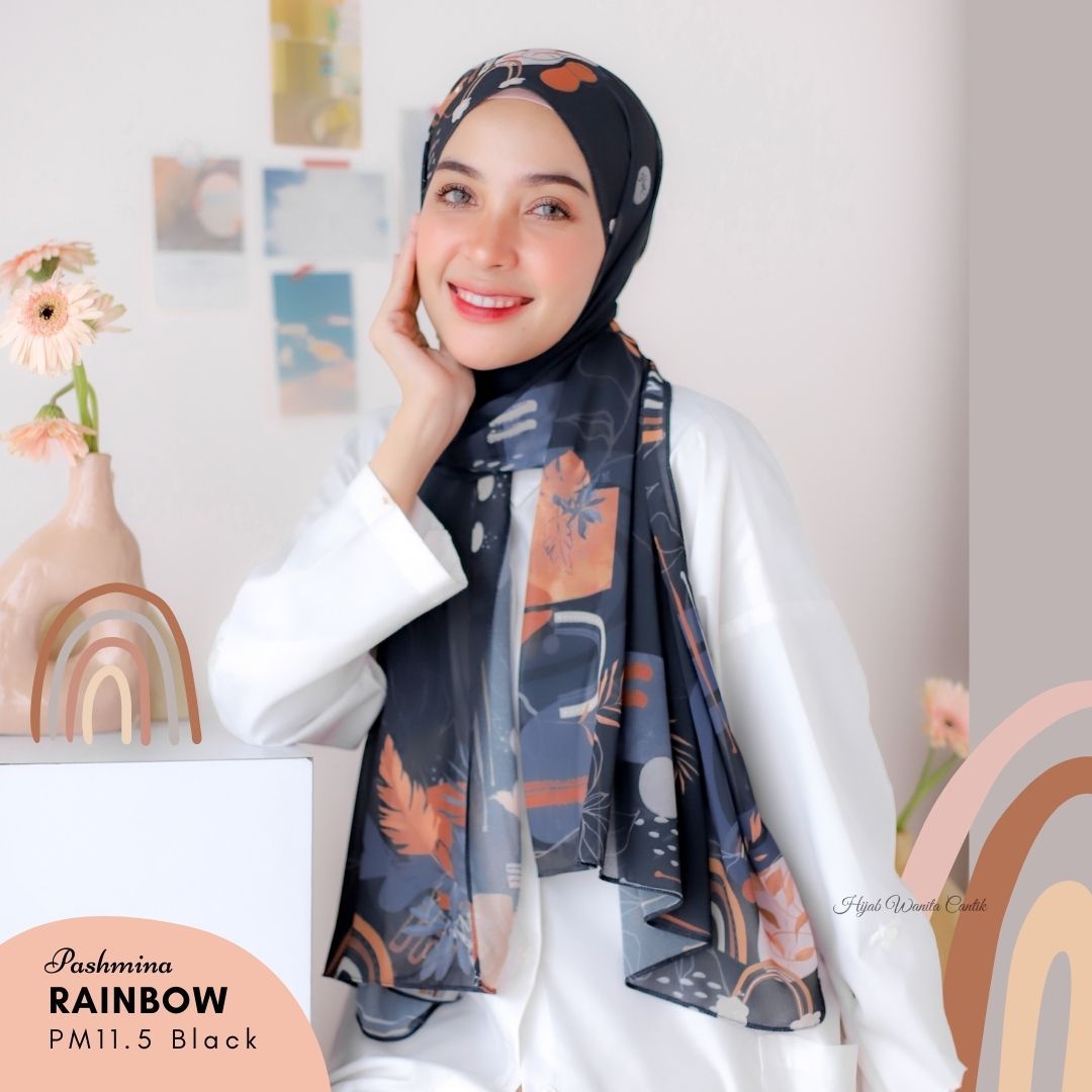 Rainbow - Pashmina Premium Ceruti - Black - PM11.5