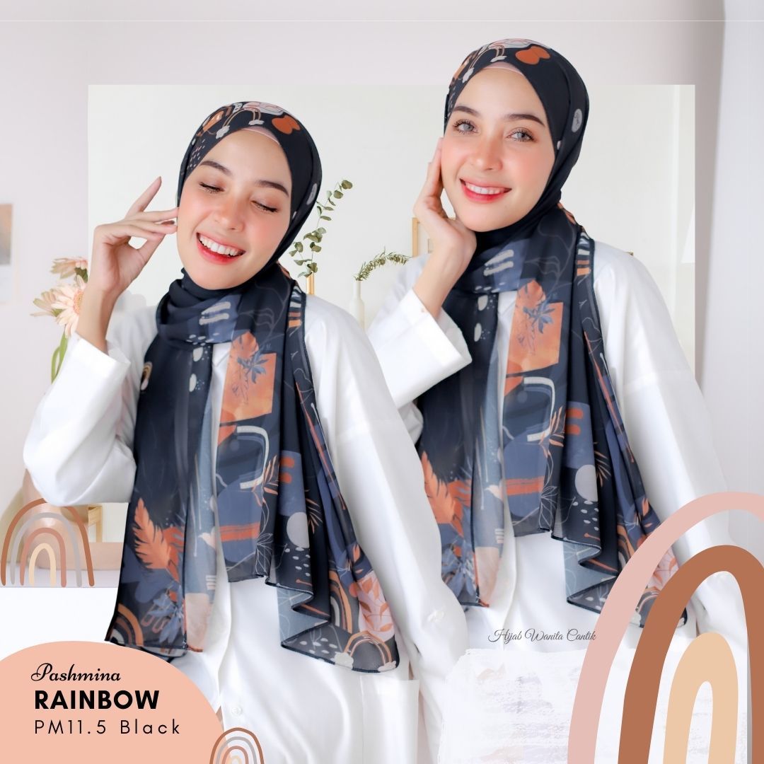 Rainbow - Pashmina Premium Ceruti - Black - PM11.5