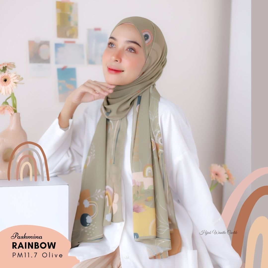 Rainbow - Pashmina Premium Ceruti - Olive - PM11.7