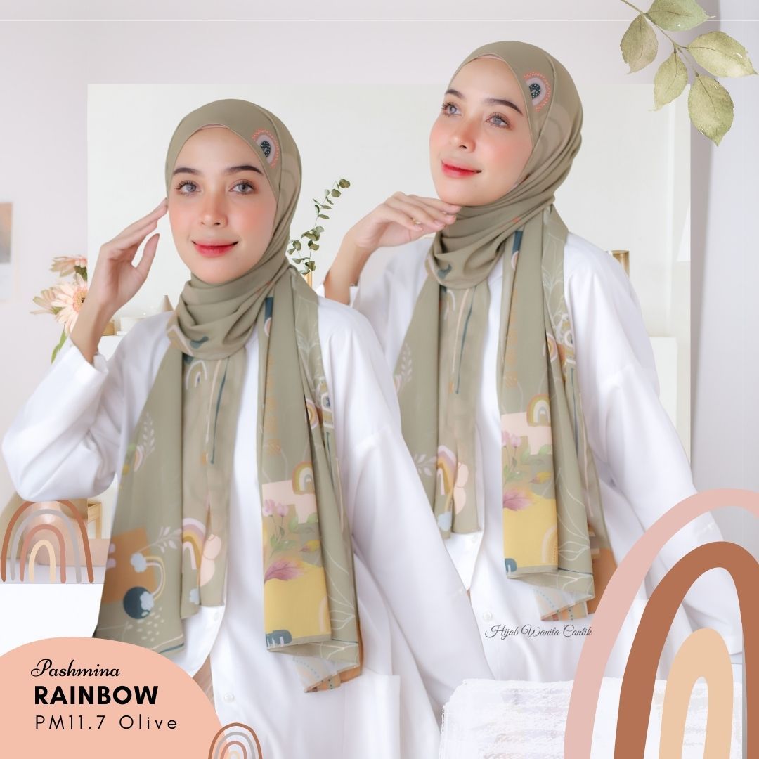 Rainbow - Pashmina Premium Ceruti - Olive - PM11.7