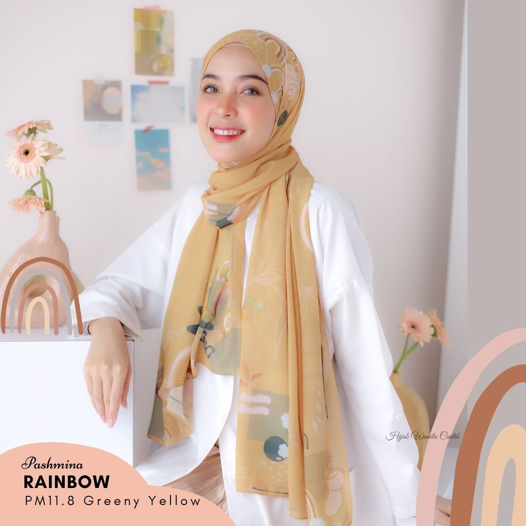 Rainbow - Pashmina Premium Ceruti - Greeny Yellow - PM11.8