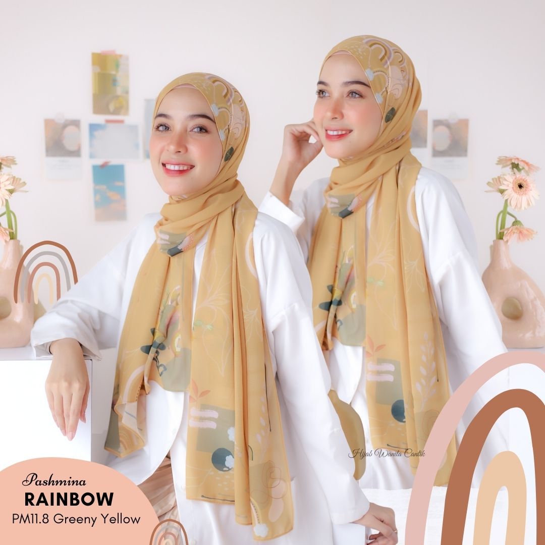 Rainbow - Pashmina Premium Ceruti - Greeny Yellow - PM11.8