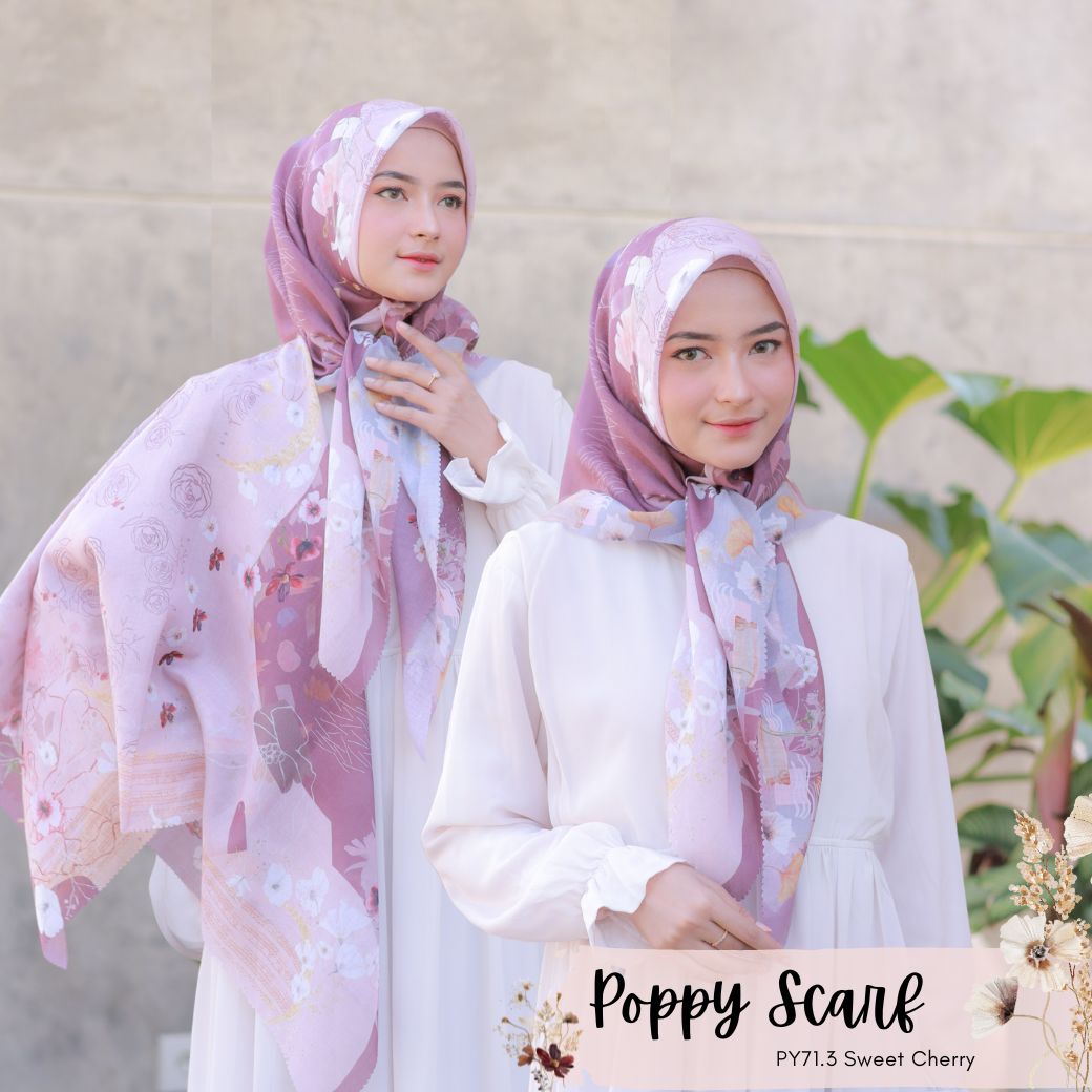 Segiempat Poppy Scarf - PY71.3 Sweet Cherry