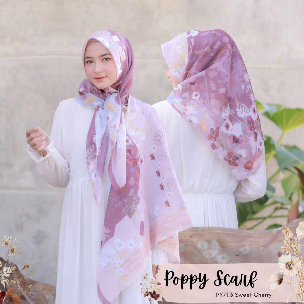 Segiempat Poppy Scarf - PY71.3 Sweet Cherry