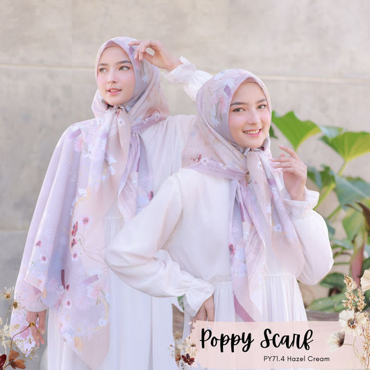 Segiempat Poppy Scarf - PY71.4 Hazel Cream