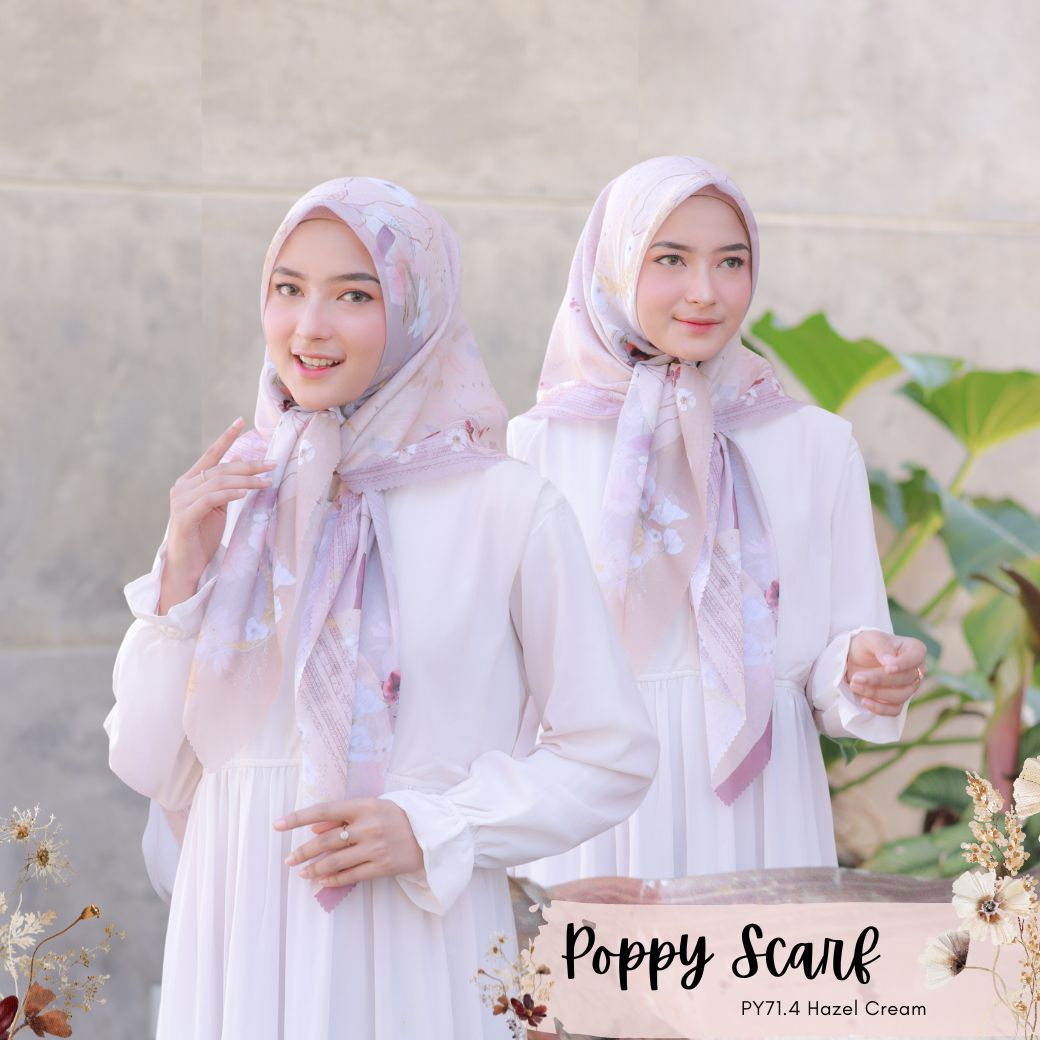 Segiempat Poppy Scarf - PY71.4 Hazel Cream