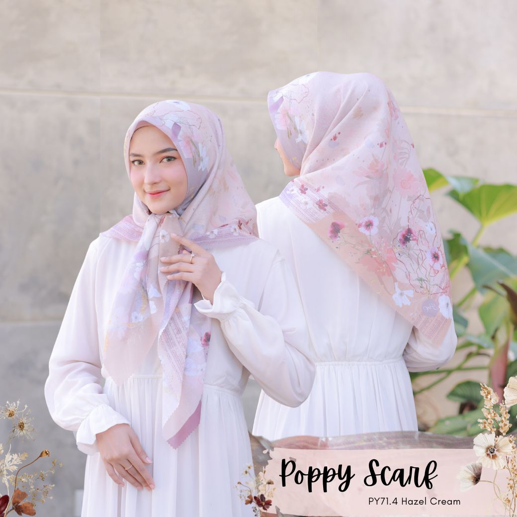 Segiempat Poppy Scarf - PY71.4 Hazel Cream