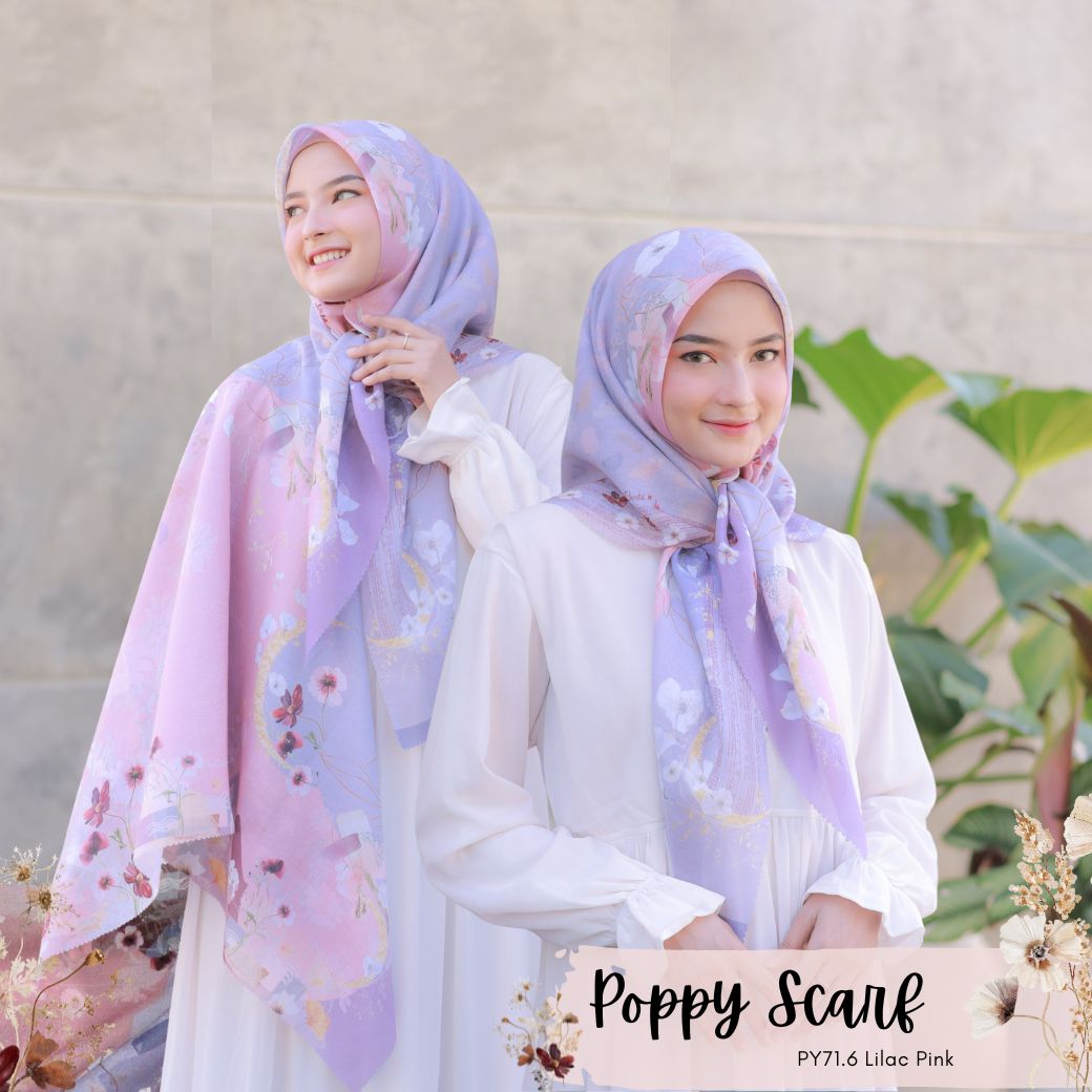 Segiempat Poppy Scarf - PY71.6 Lilac Pink