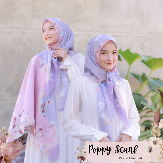 Segiempat Poppy Scarf - PY71.6 Lilac Pink