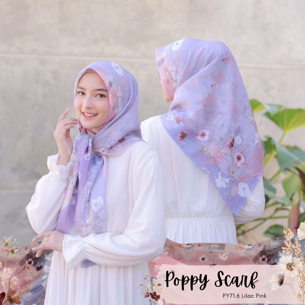 Segiempat Poppy Scarf - PY71.6 Lilac Pink