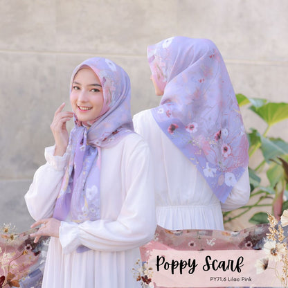 Segiempat Poppy Scarf - PY71.6 Lilac Pink
