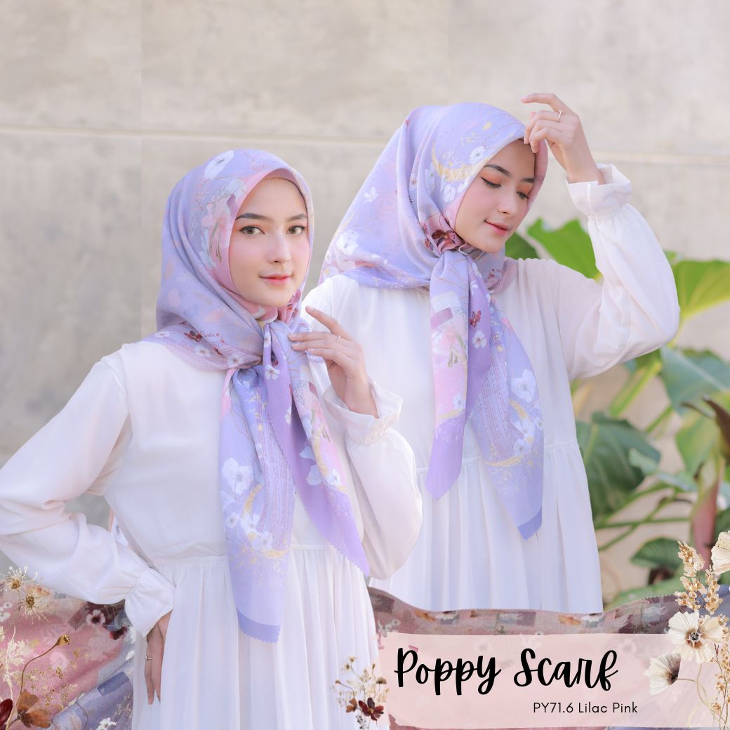 Segiempat Poppy Scarf - PY71.6 Lilac Pink