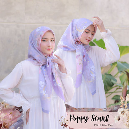 Segiempat Poppy Scarf - PY71.6 Lilac Pink